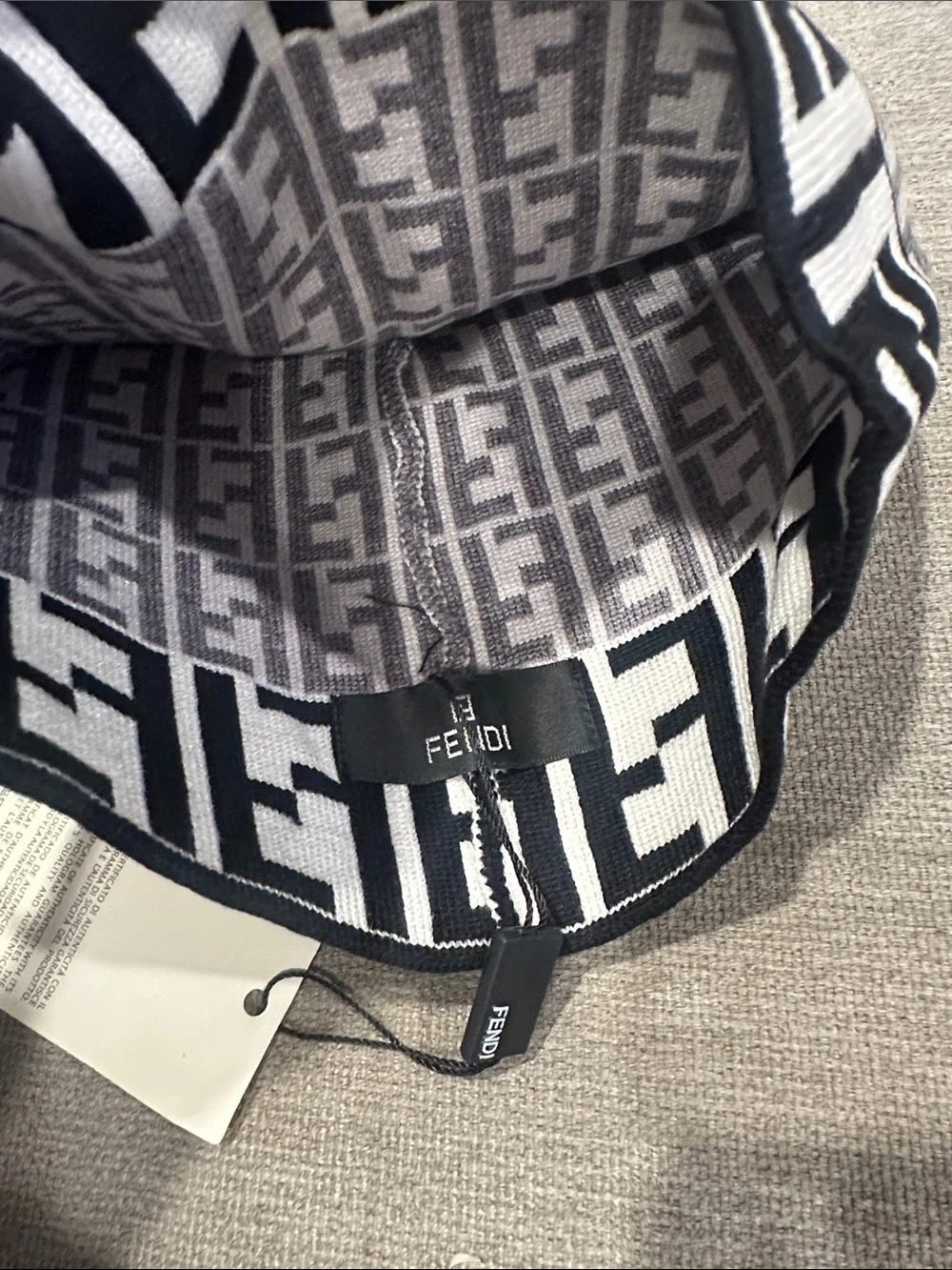 Black and Gray Logo Knit Beanie